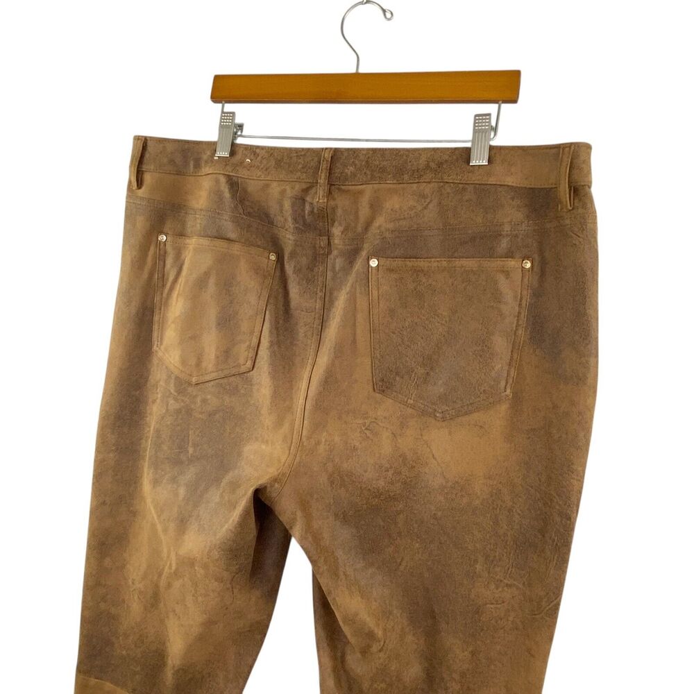 Chico's Pants Womens 3r (16) Brown Faux Suede Worn Luggage Ultimate Fit Pull-on - Picture 4 of 11